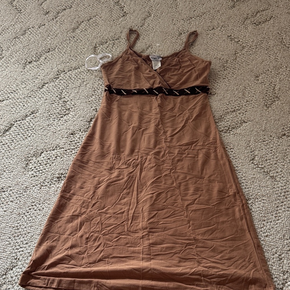 Chic Brown Spaghetti Strap Dress
